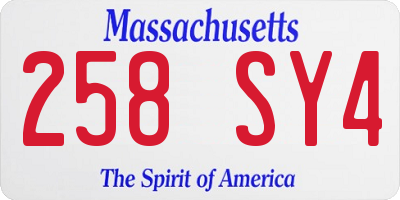 MA license plate 258SY4