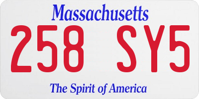 MA license plate 258SY5