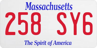 MA license plate 258SY6