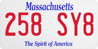 MA license plate 258SY8