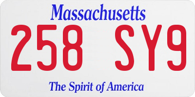 MA license plate 258SY9