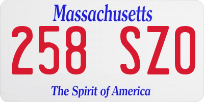 MA license plate 258SZ0