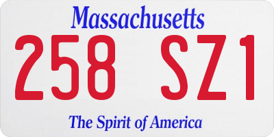 MA license plate 258SZ1