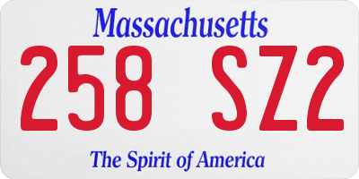 MA license plate 258SZ2