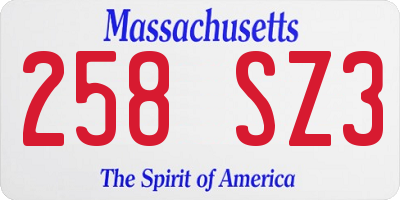 MA license plate 258SZ3