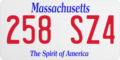 MA license plate 258SZ4