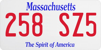 MA license plate 258SZ5