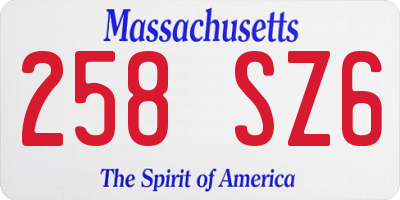 MA license plate 258SZ6