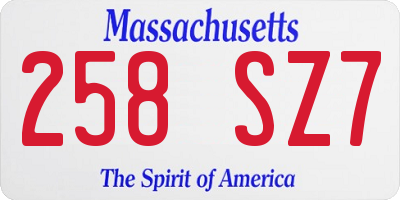 MA license plate 258SZ7