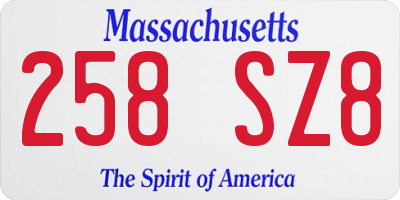 MA license plate 258SZ8