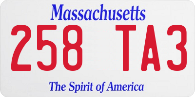 MA license plate 258TA3
