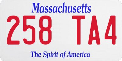 MA license plate 258TA4