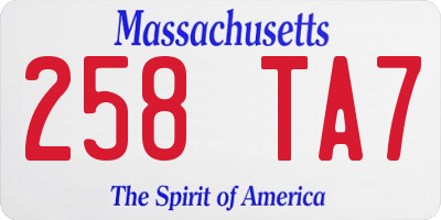 MA license plate 258TA7