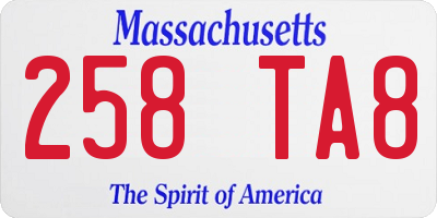 MA license plate 258TA8