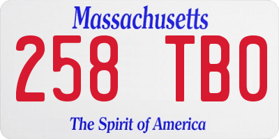 MA license plate 258TB0