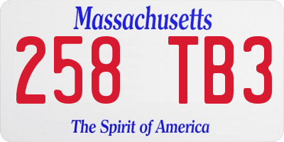 MA license plate 258TB3