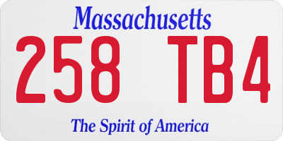 MA license plate 258TB4