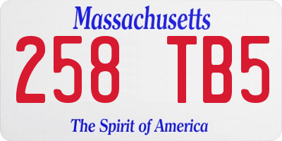 MA license plate 258TB5