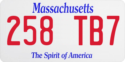 MA license plate 258TB7