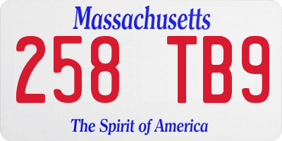 MA license plate 258TB9