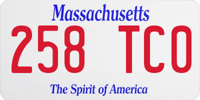 MA license plate 258TC0
