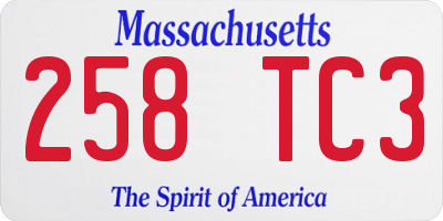 MA license plate 258TC3