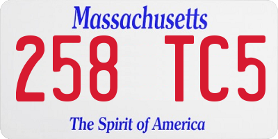 MA license plate 258TC5