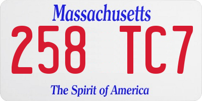 MA license plate 258TC7