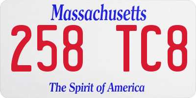 MA license plate 258TC8