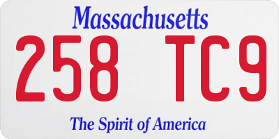 MA license plate 258TC9
