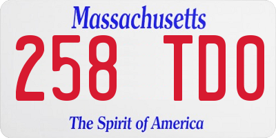 MA license plate 258TD0