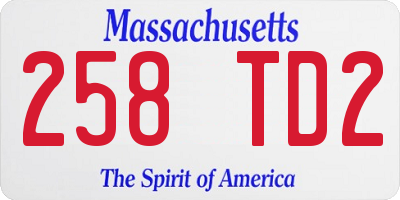 MA license plate 258TD2