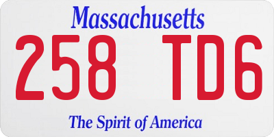 MA license plate 258TD6