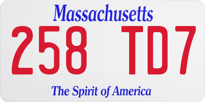 MA license plate 258TD7