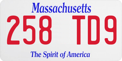 MA license plate 258TD9
