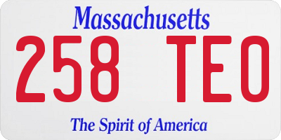 MA license plate 258TE0