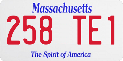 MA license plate 258TE1