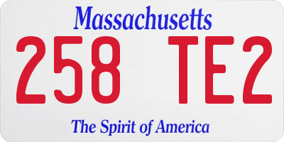 MA license plate 258TE2