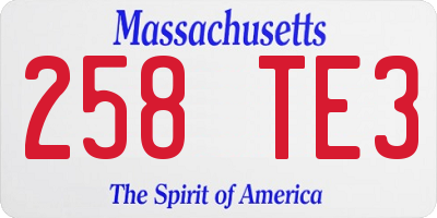 MA license plate 258TE3