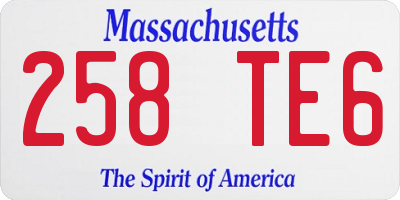 MA license plate 258TE6