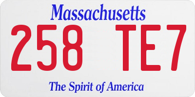 MA license plate 258TE7