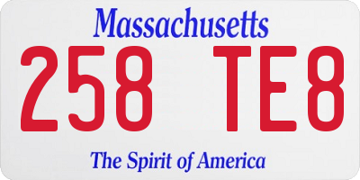 MA license plate 258TE8