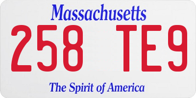 MA license plate 258TE9