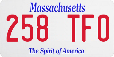 MA license plate 258TF0