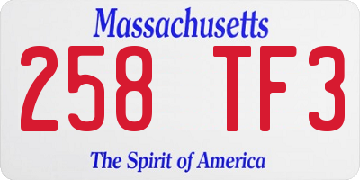 MA license plate 258TF3