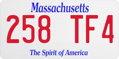 MA license plate 258TF4