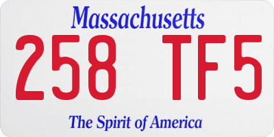 MA license plate 258TF5