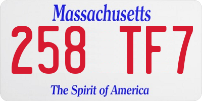 MA license plate 258TF7