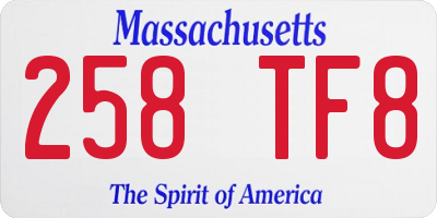 MA license plate 258TF8