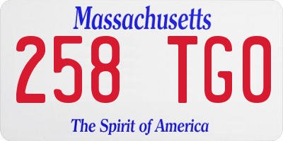 MA license plate 258TG0